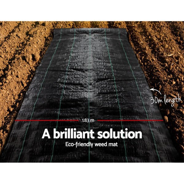 Instahut 1.83x30m Weed Mat Woven Fabric Weed Mat Control Matting Garden Plant - Image 4